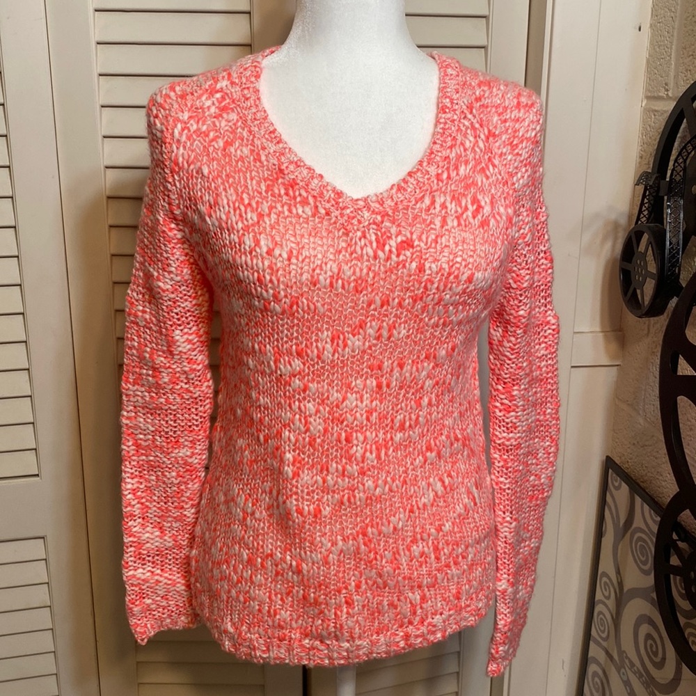 ARROPOSTALE S pink and white knit wool blend sweater